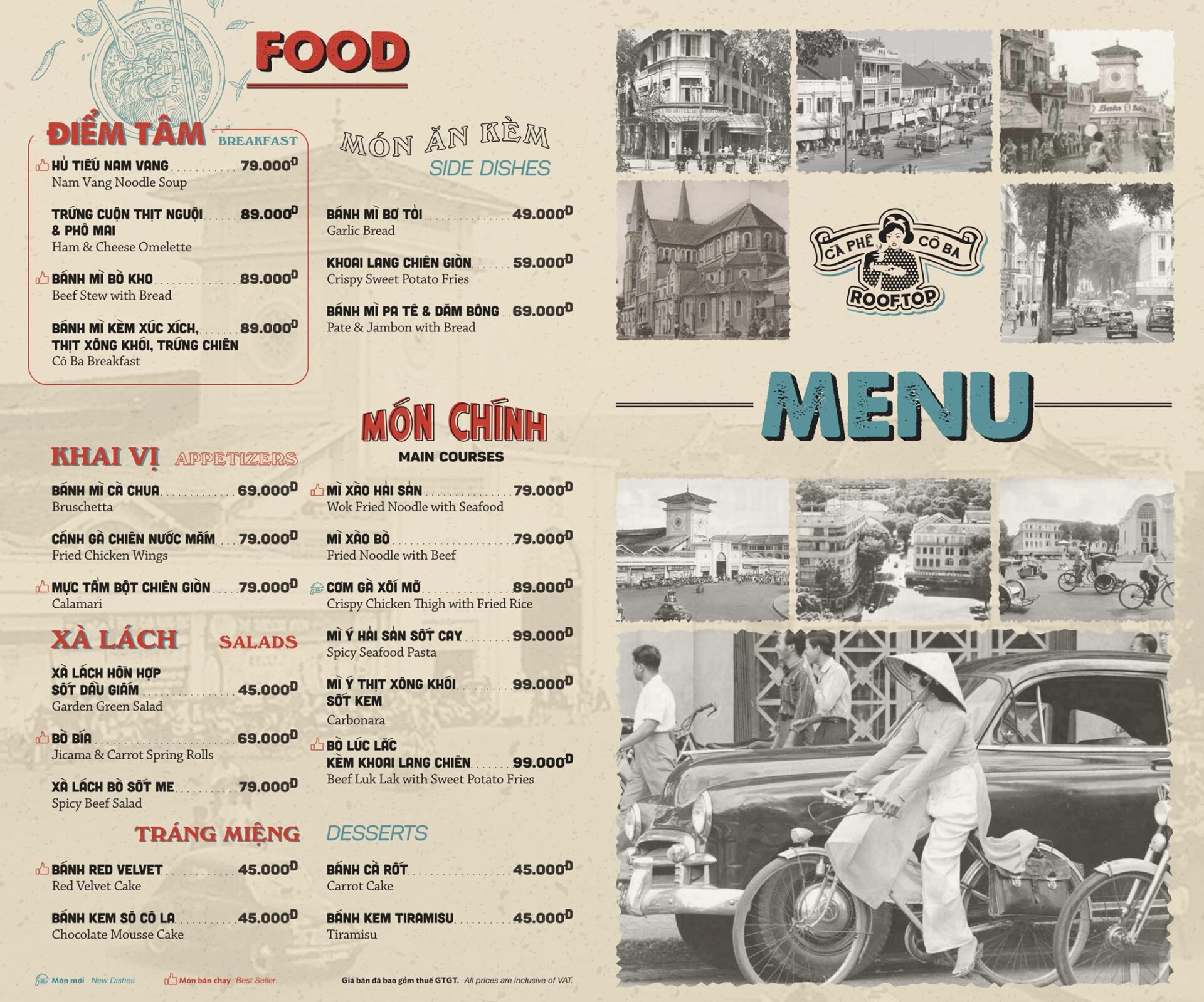 Food menu of Co Ba Saigon