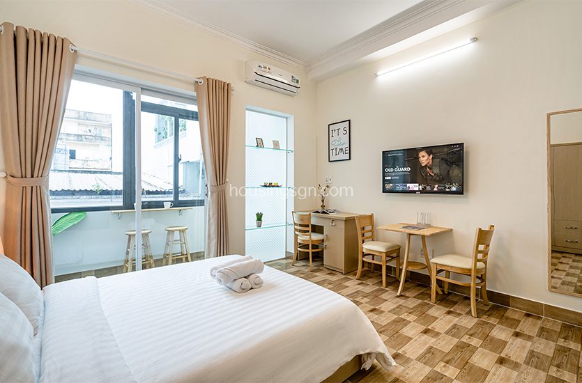 010085 | CITY VIEW STUDIO SERVICED APARTMENT IN NGUYEN TRAI STREET, DISTRICT 1 - BEDROOM